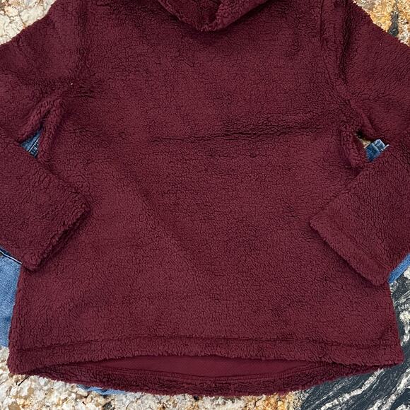 NWT LOFT Burgundy/Wine Fleece Cowl Neck Soft Knit Top - Picture 4 of 9